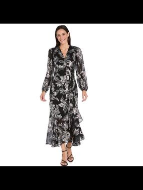 R&M Richards women’s printed ruffle detail maxi dress